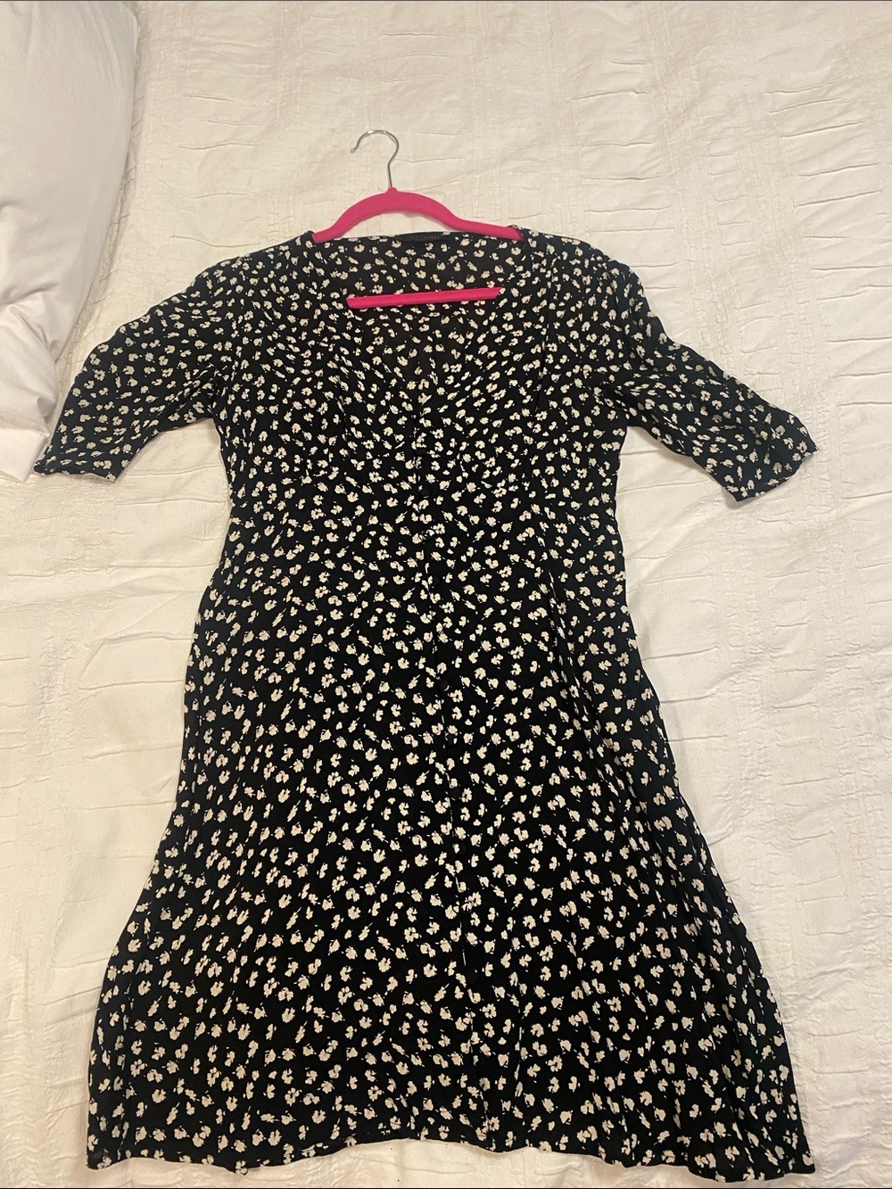 All Saints Black Mini Floral Midi Dress